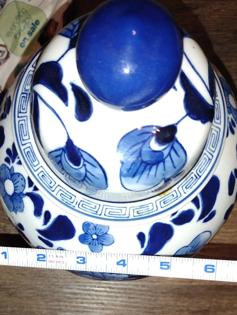 Blue and White Floral Lotus Peony Porcelain Ginger Jar